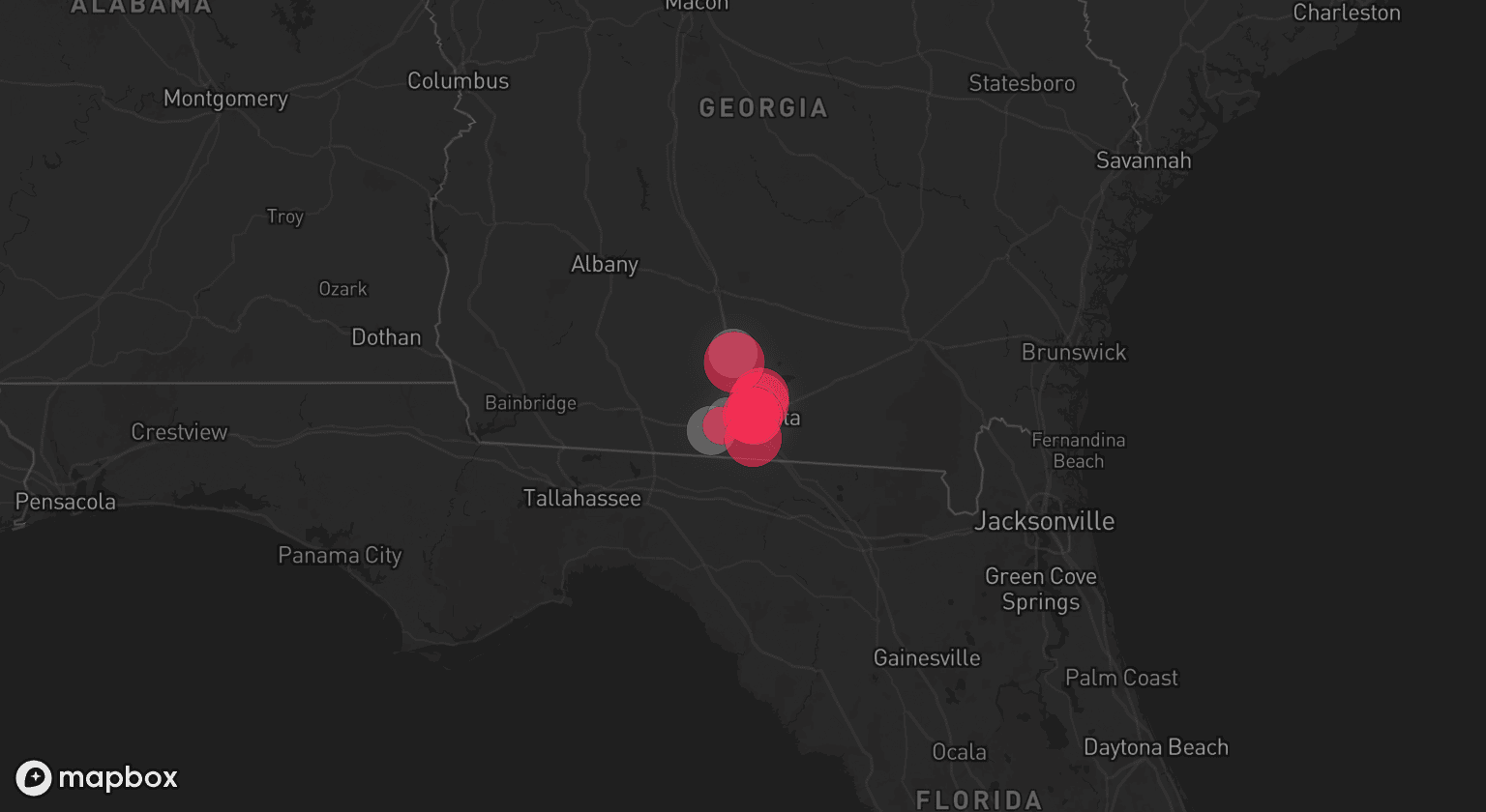 Storm map for 3 areas across Georgia