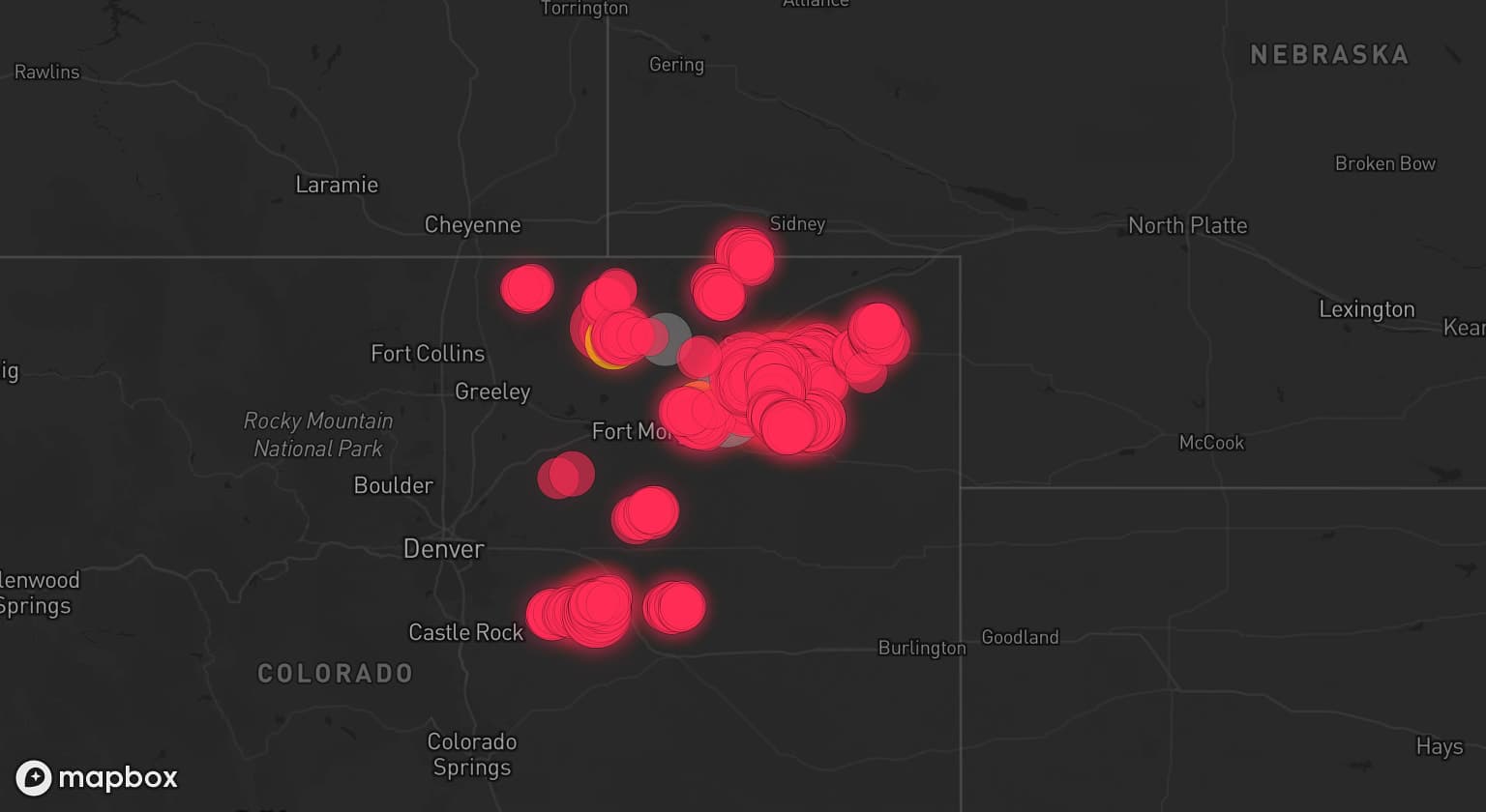 Storm map for 3 areas across Colorado