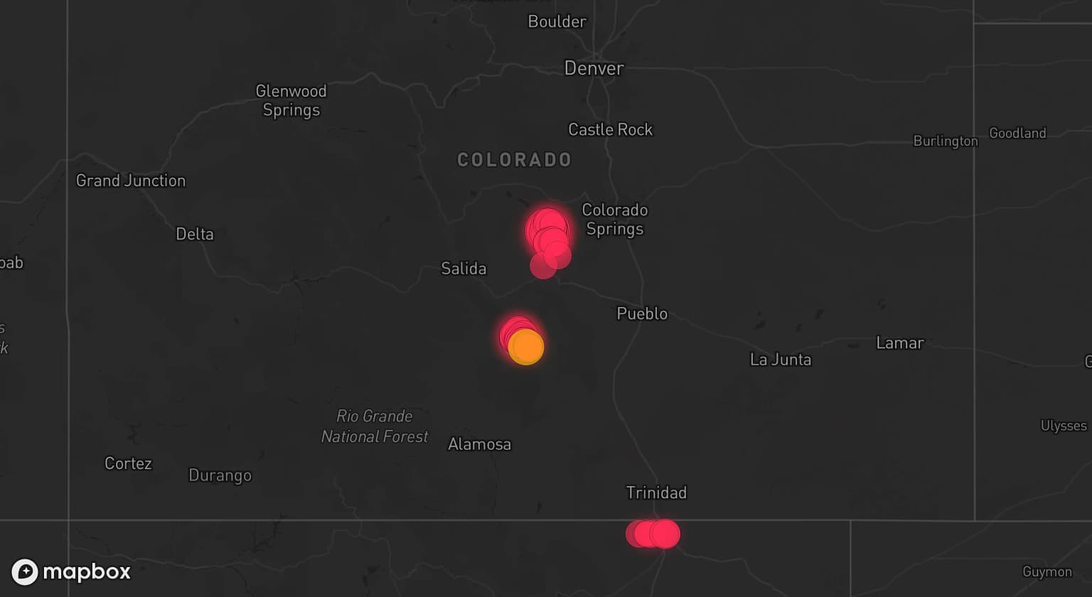 Storm map for the Custer County, CO area