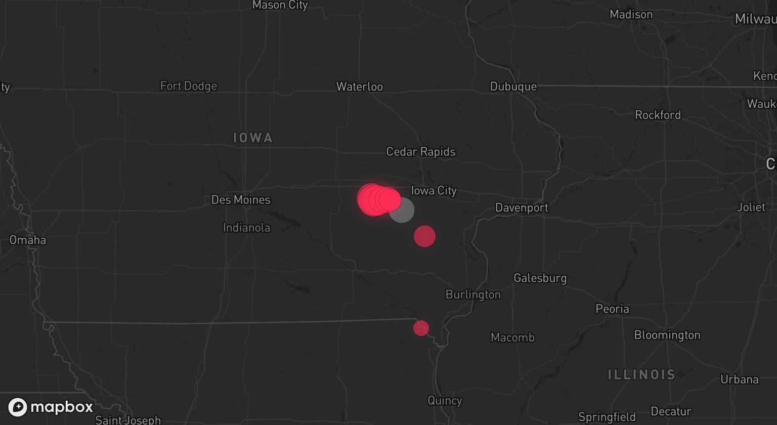 Storm map for the Iowa City, IA area