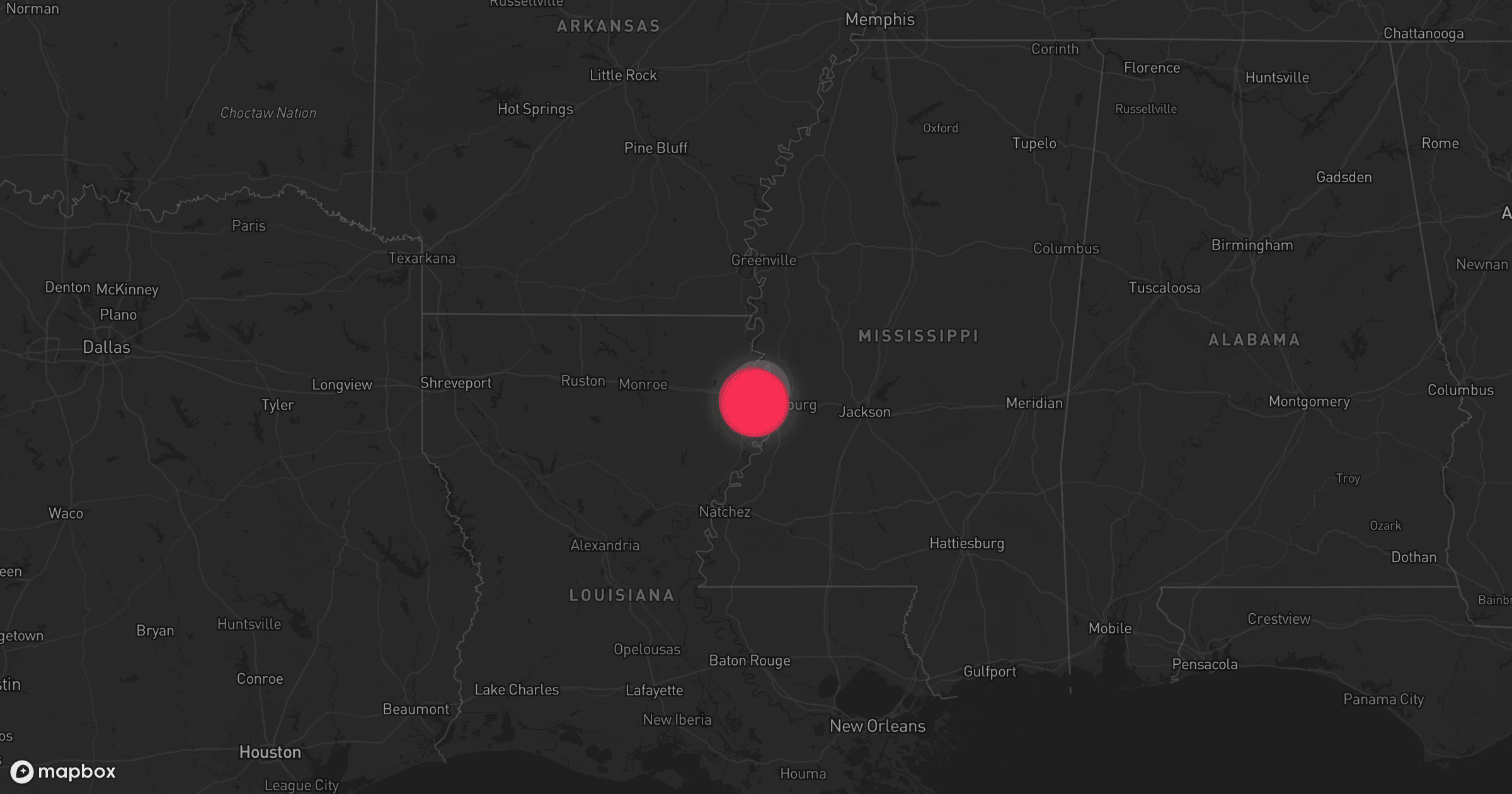 Storm map for the Madison County, LA area