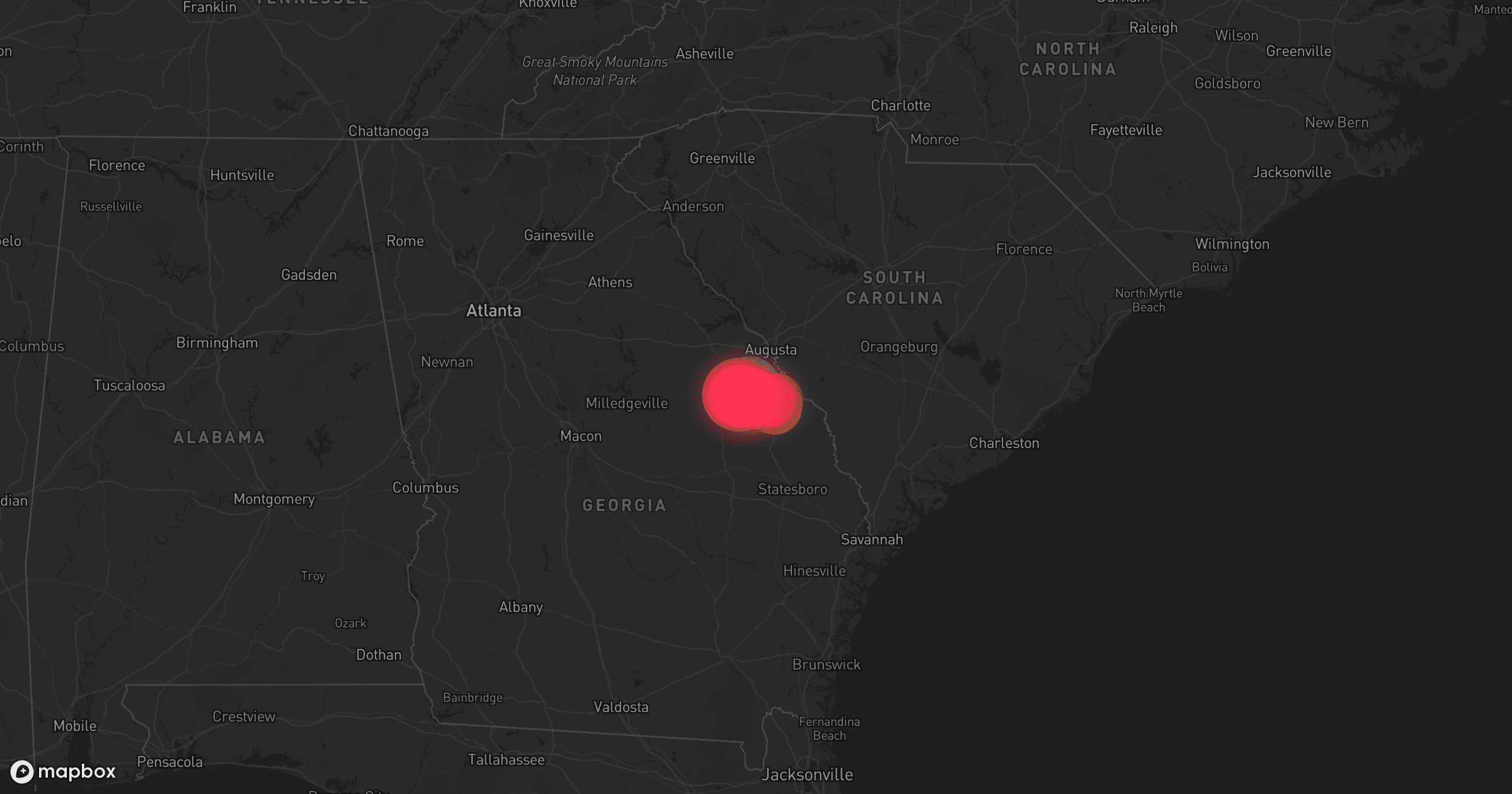 Storm map for 4 areas across South Carolina and Georgia