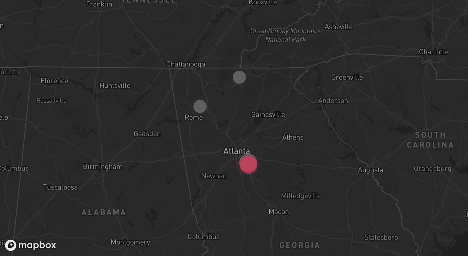 Storm map for 3 areas across Georgia