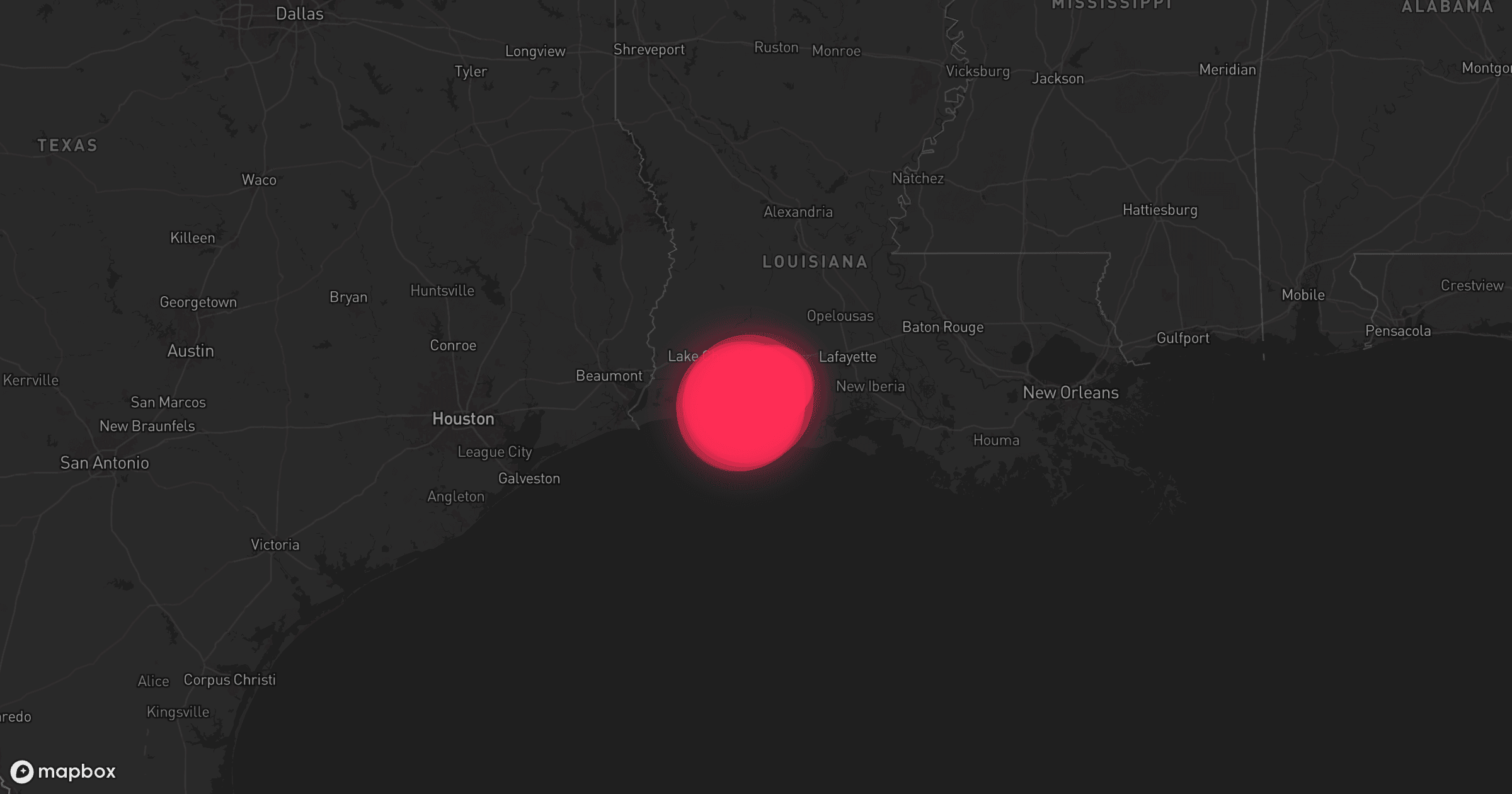 Storm map for the Cameron County, LA area