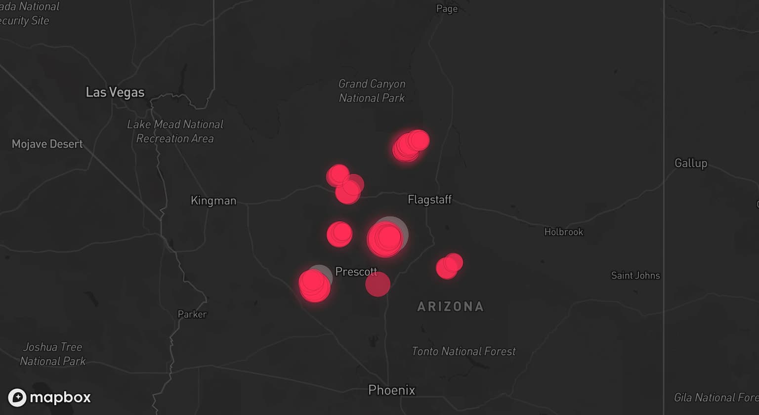 Storm map for 2 areas across Arizona