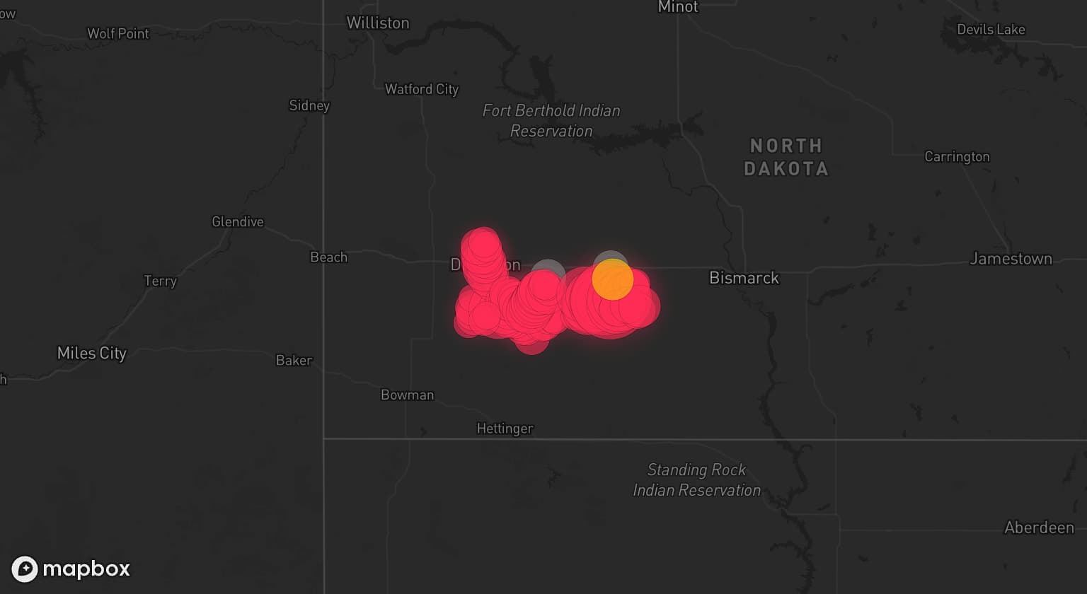 Storm map for 2 areas across North Dakota