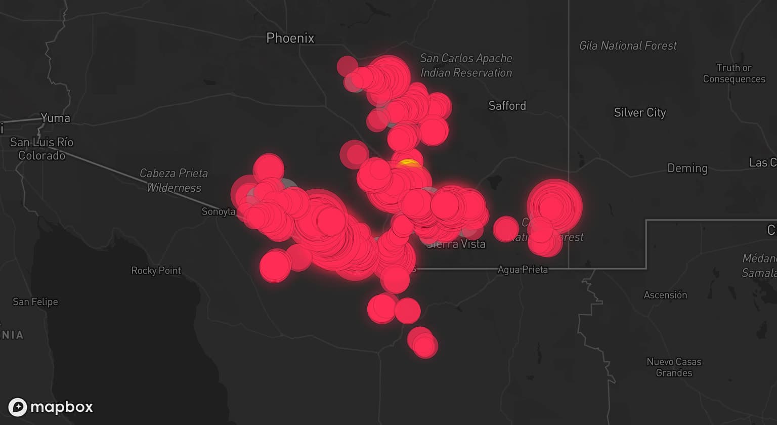 Storm map for 14 areas across Arizona