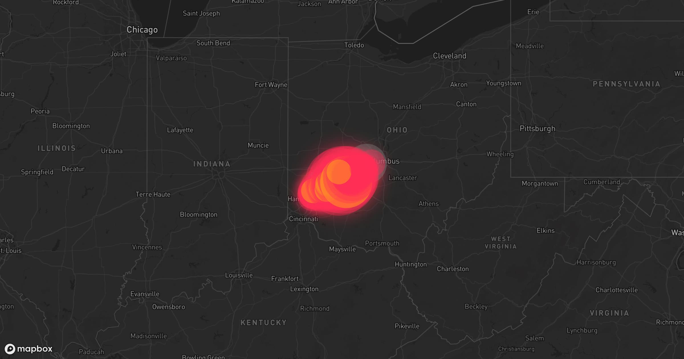 Storm map for 6 areas across Ohio