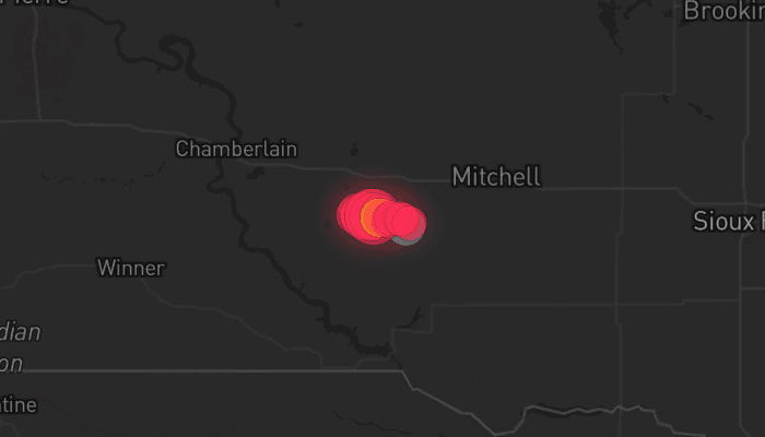 Storm map for the Aurora County, SD area