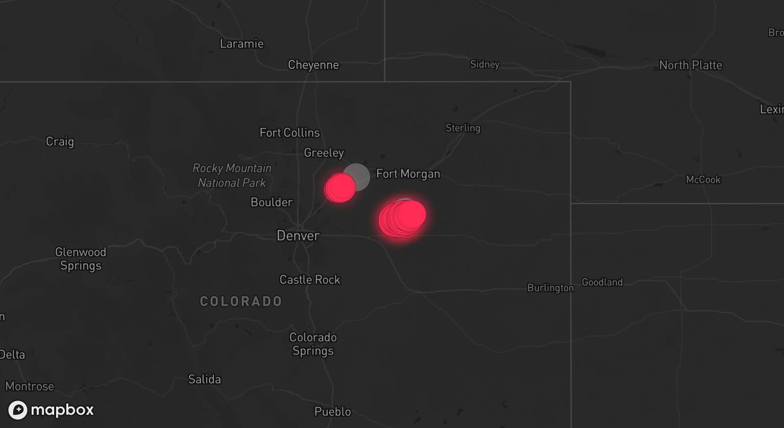 Storm map for 2 areas across Colorado