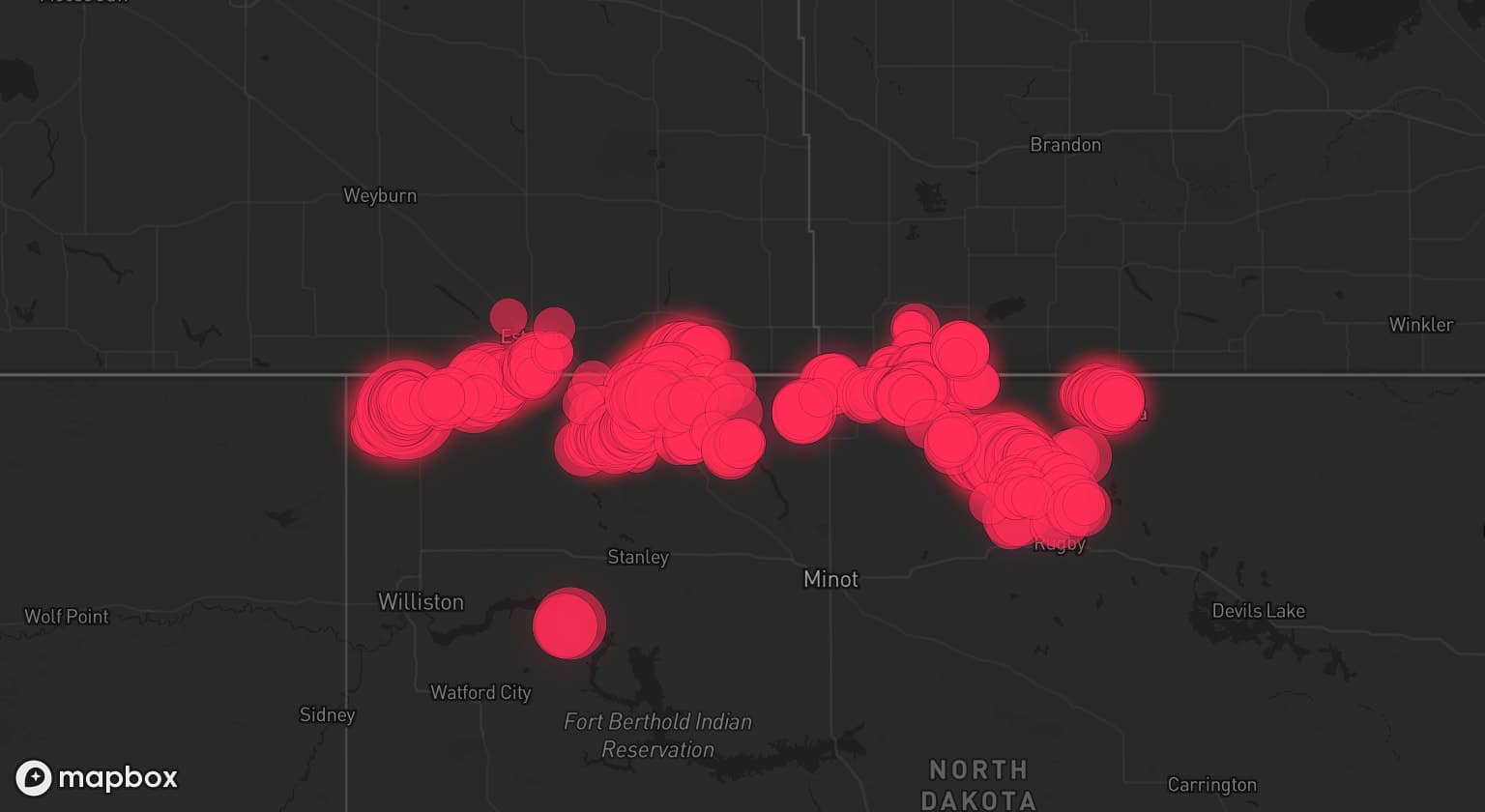 Storm map for 5 areas across North Dakota