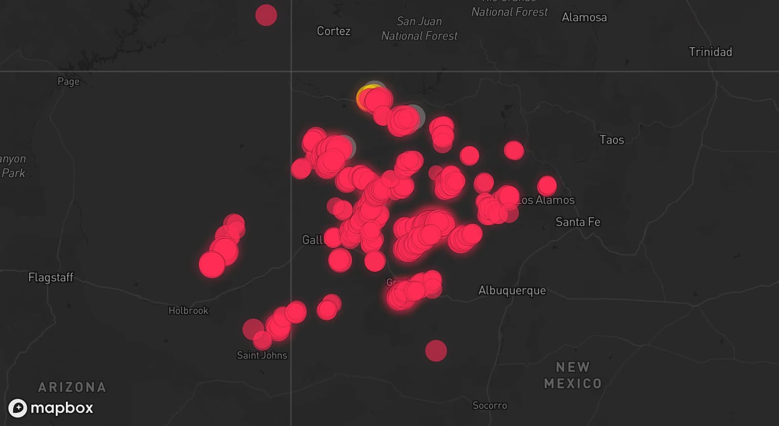 Storm map for 3 areas across New Mexico
