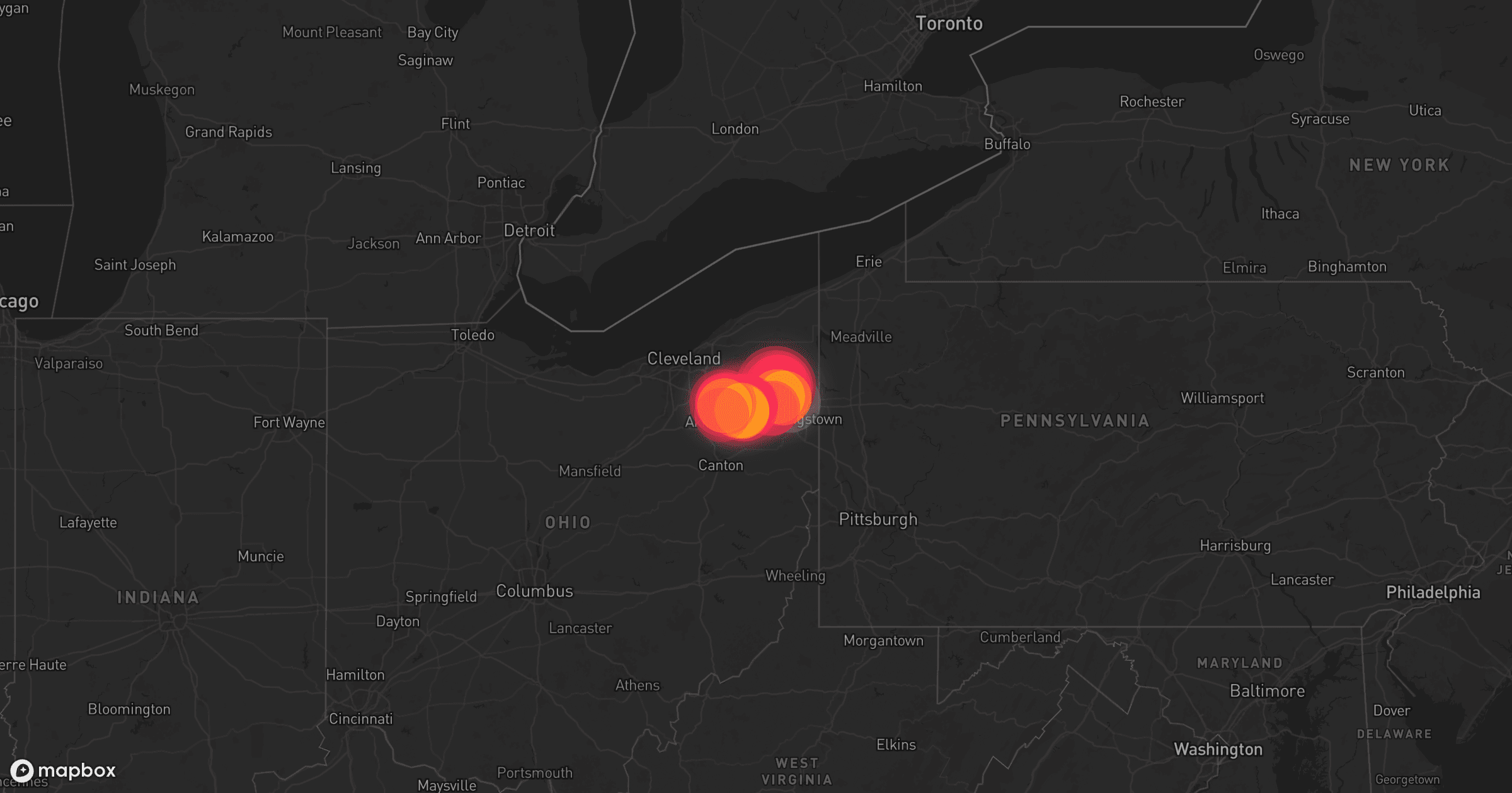 Storm map for 2 areas across Ohio