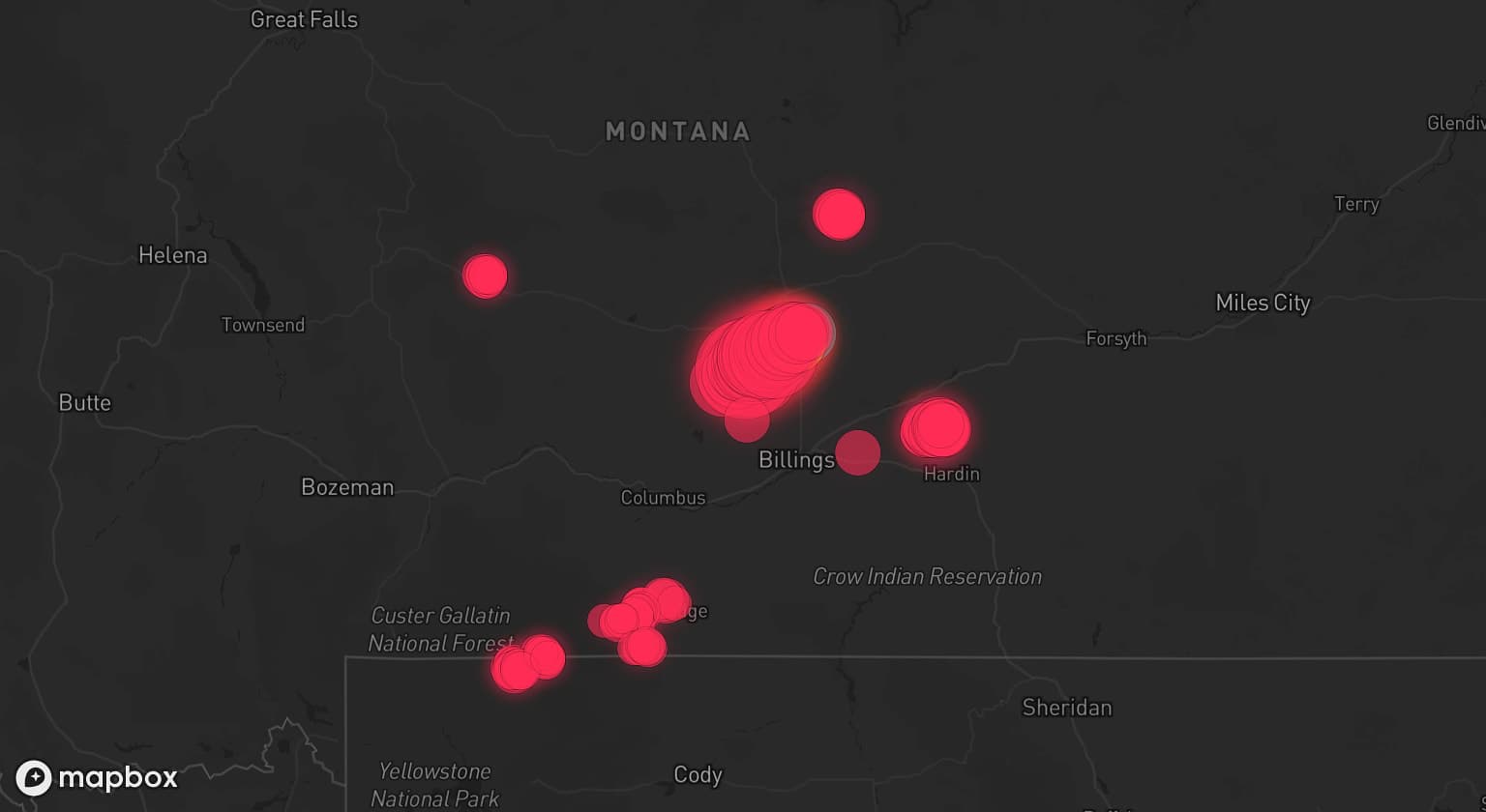 Storm map for the Musselshell County, MT area