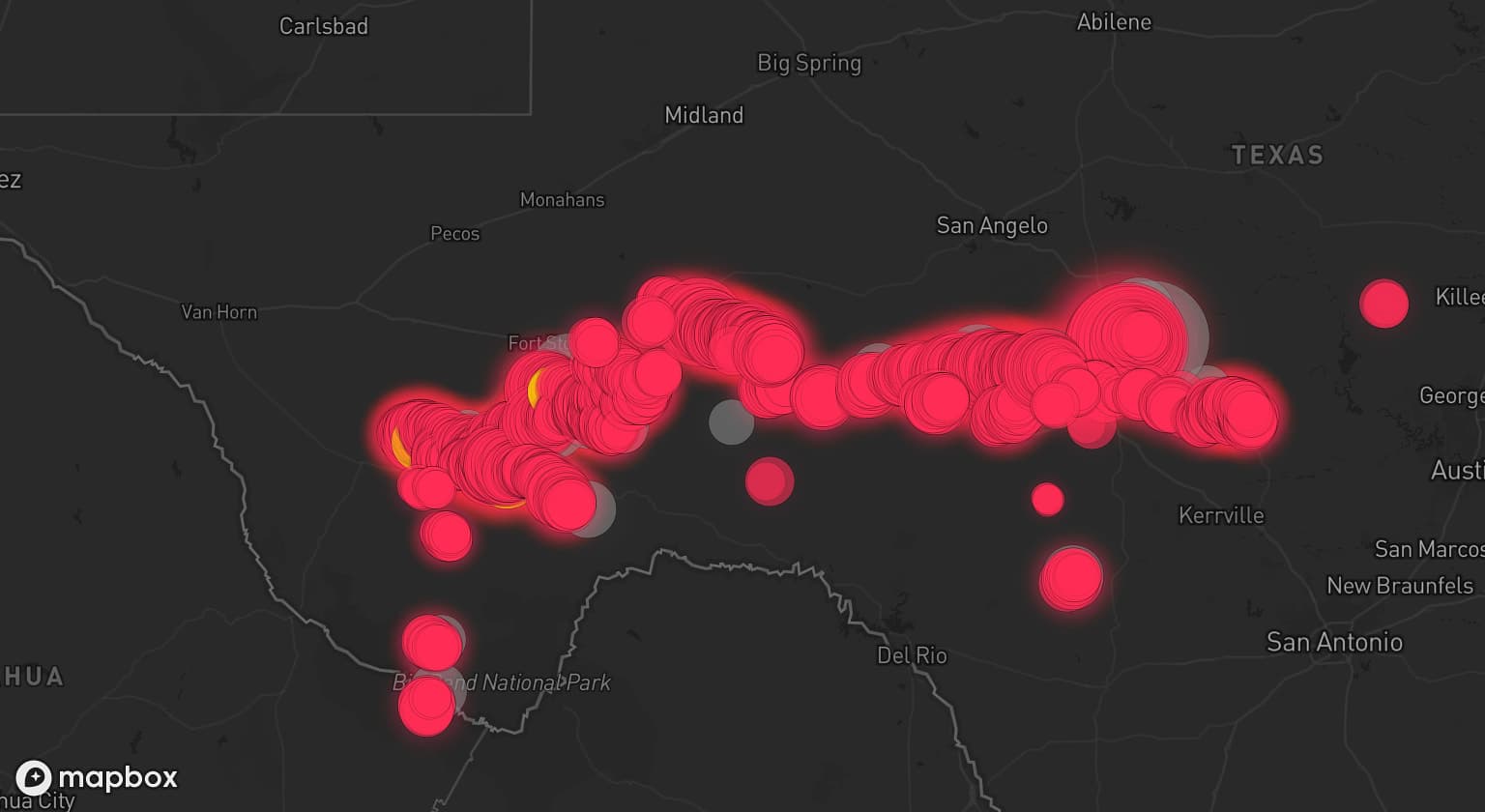 Storm map for 11 areas across Texas