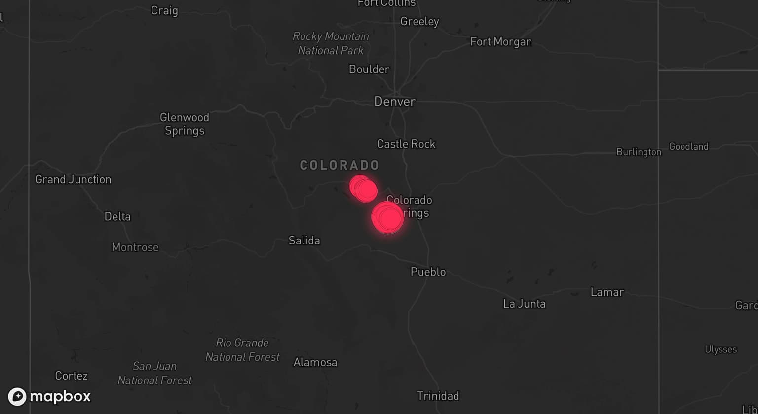 Storm map for the Teller County, CO area