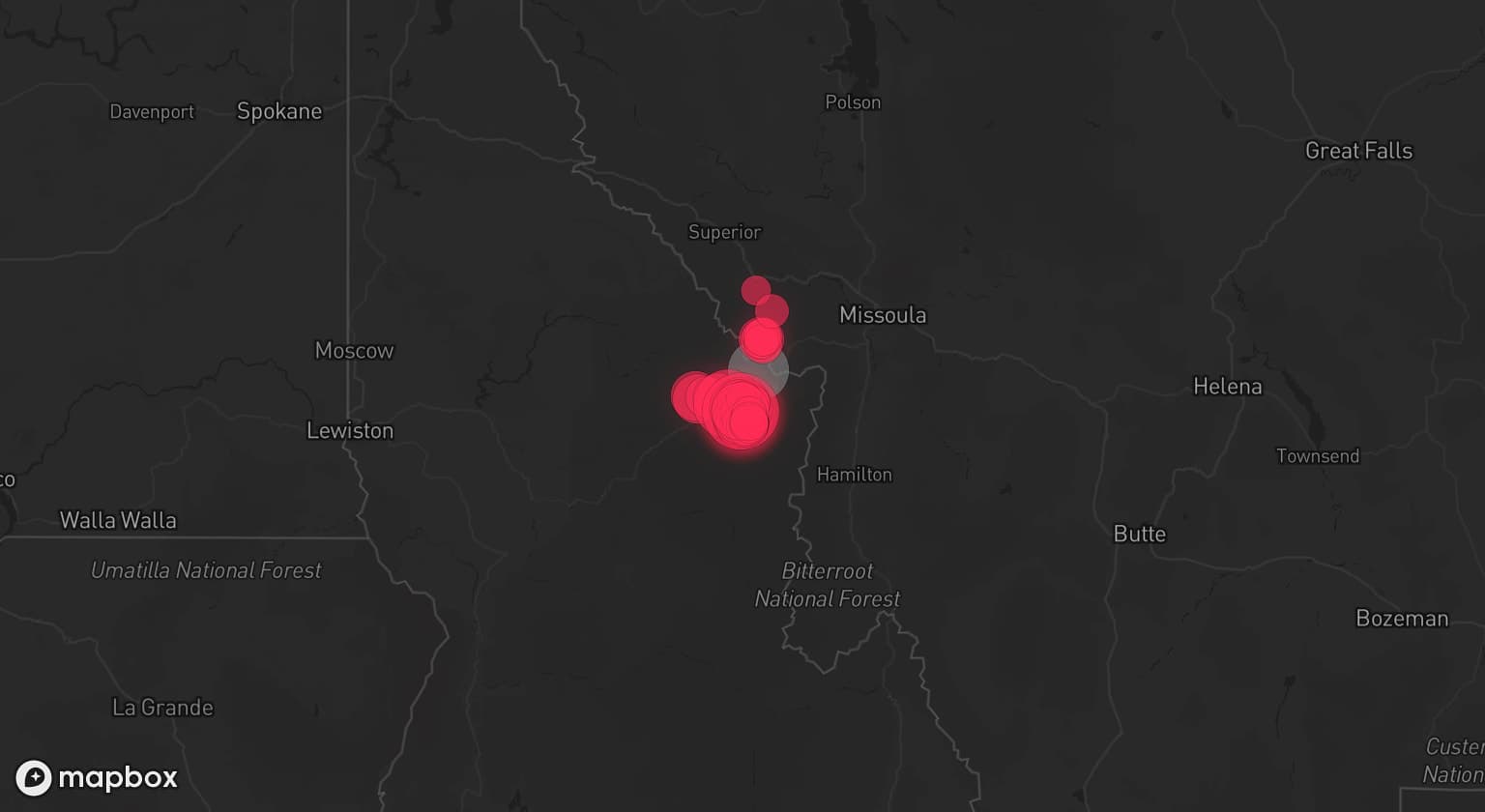 Storm map for the Clearwater County, ID area