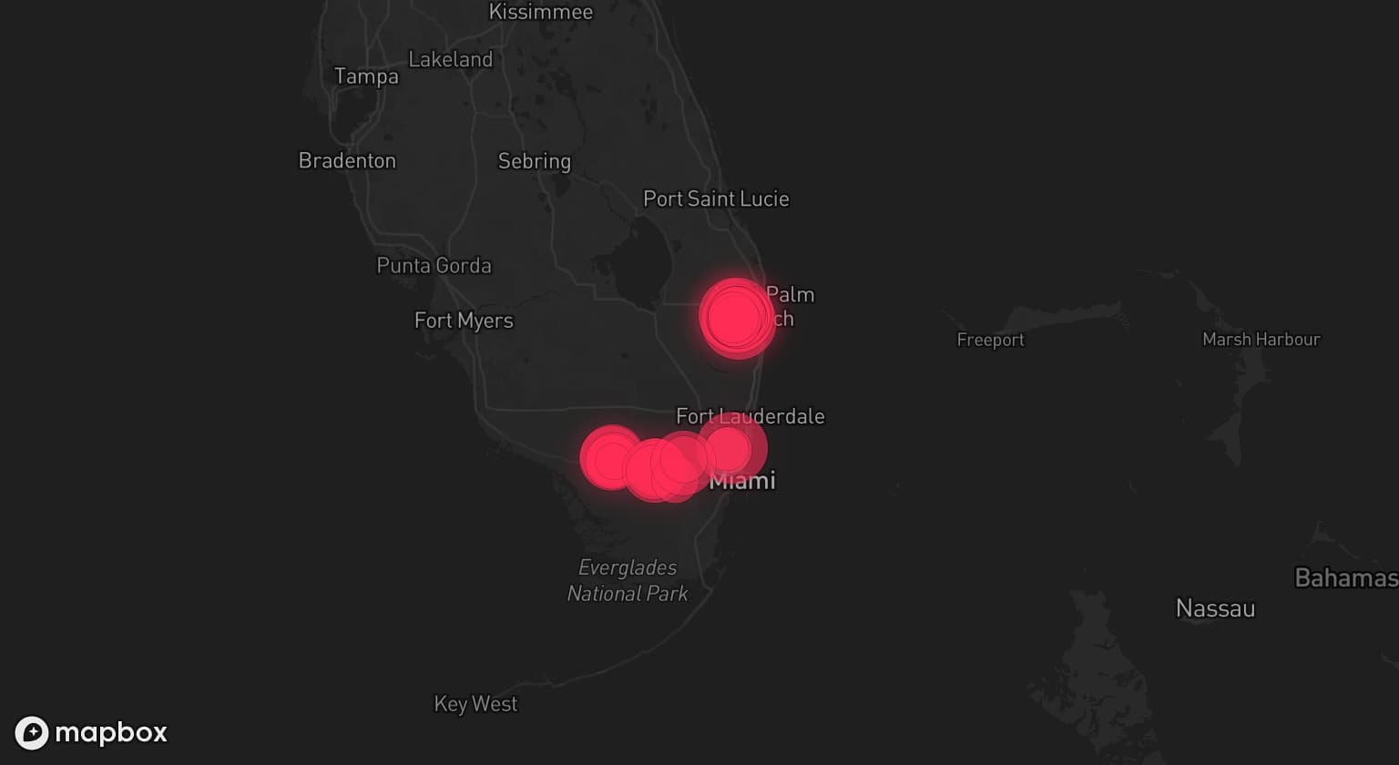 Storm map for 4 areas across Florida