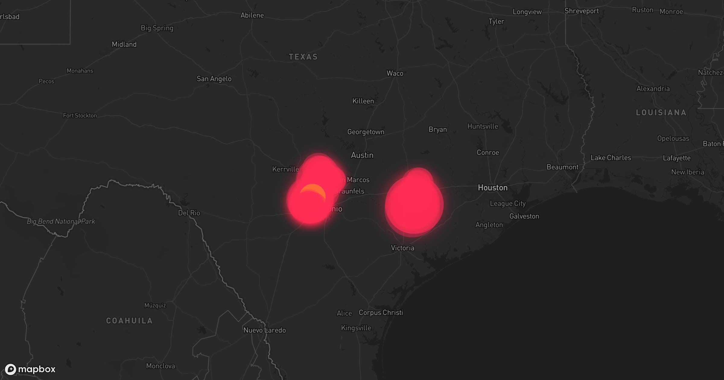 Storm map for 9 areas across Texas