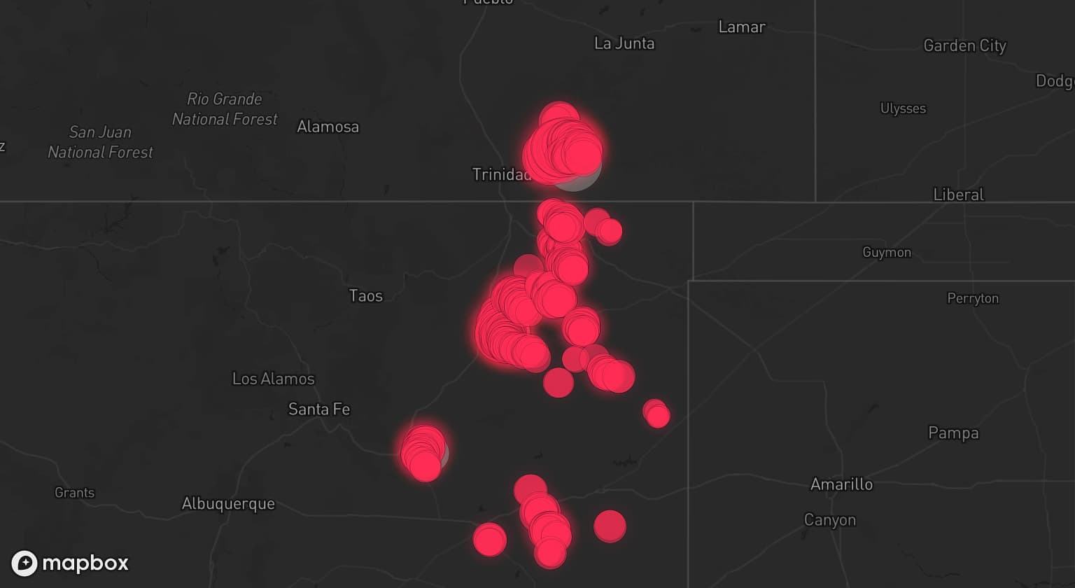 Storm map for 3 areas across Colorado and New Mexico