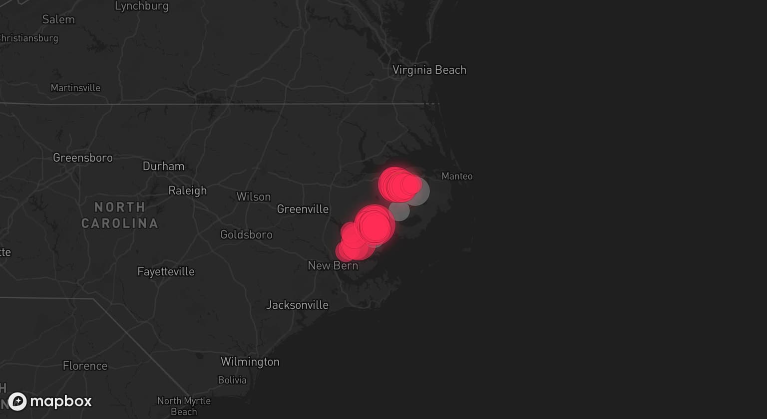 Storm map for 2 areas across North Carolina