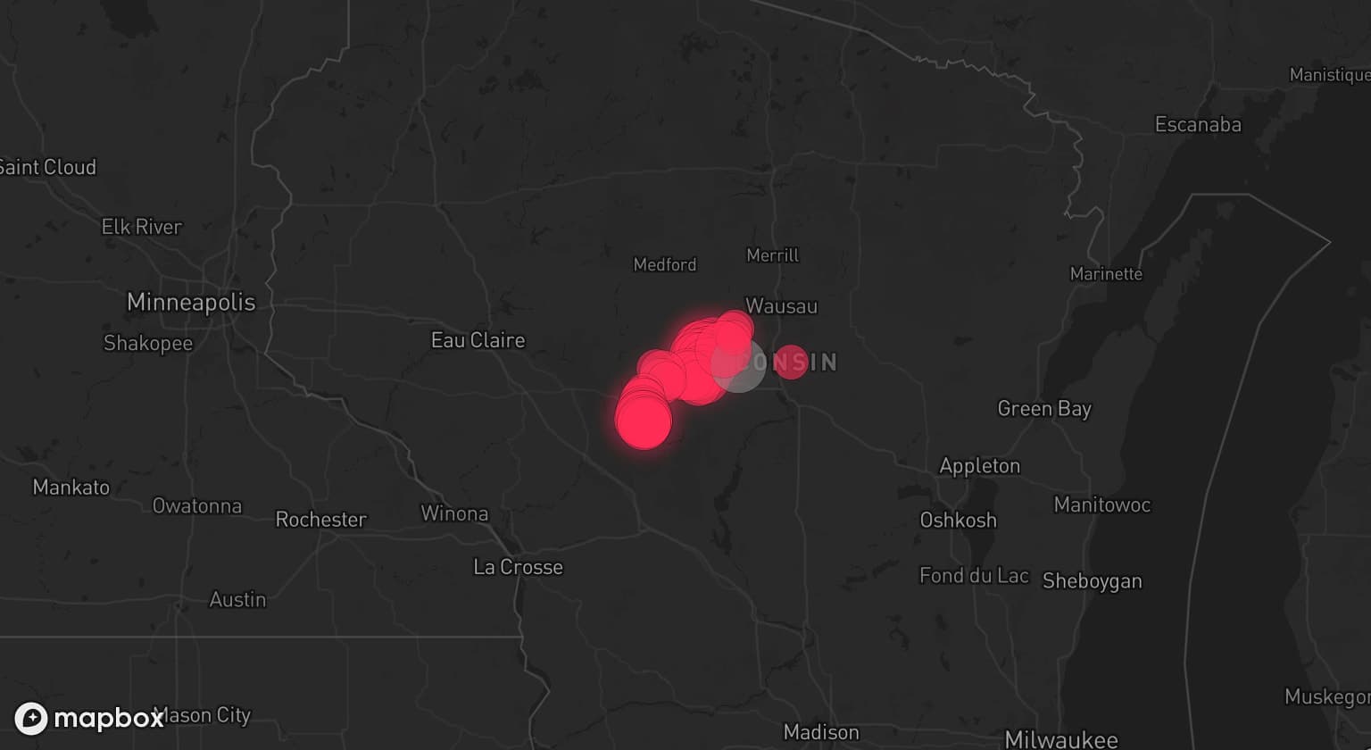 Storm map for 2 areas across Wisconsin