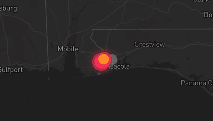 Storm map for the Escambia County, FL area