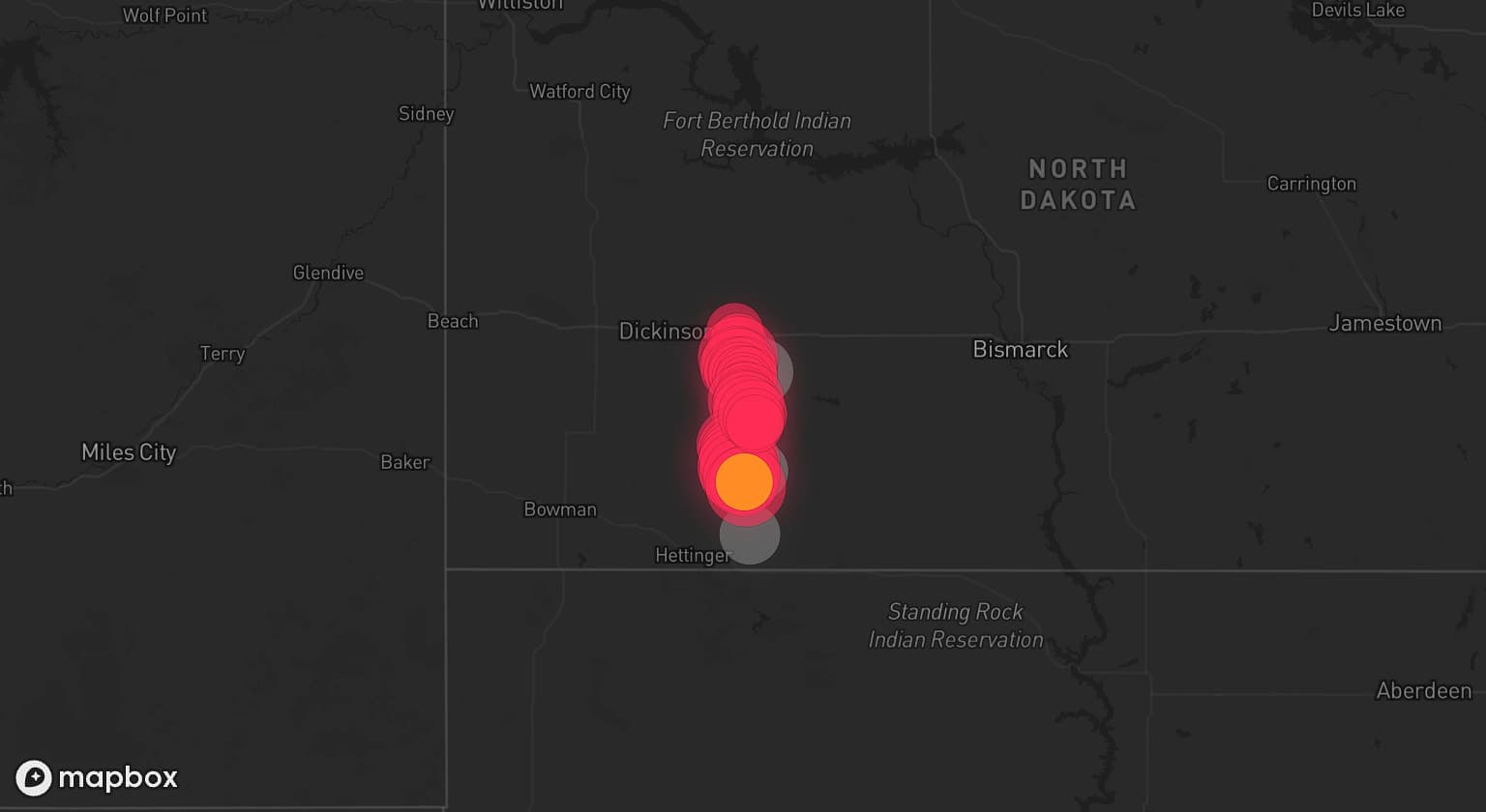 Storm map for 3 areas across North Dakota