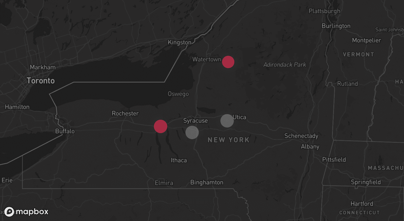 Storm map for 2 areas across New York