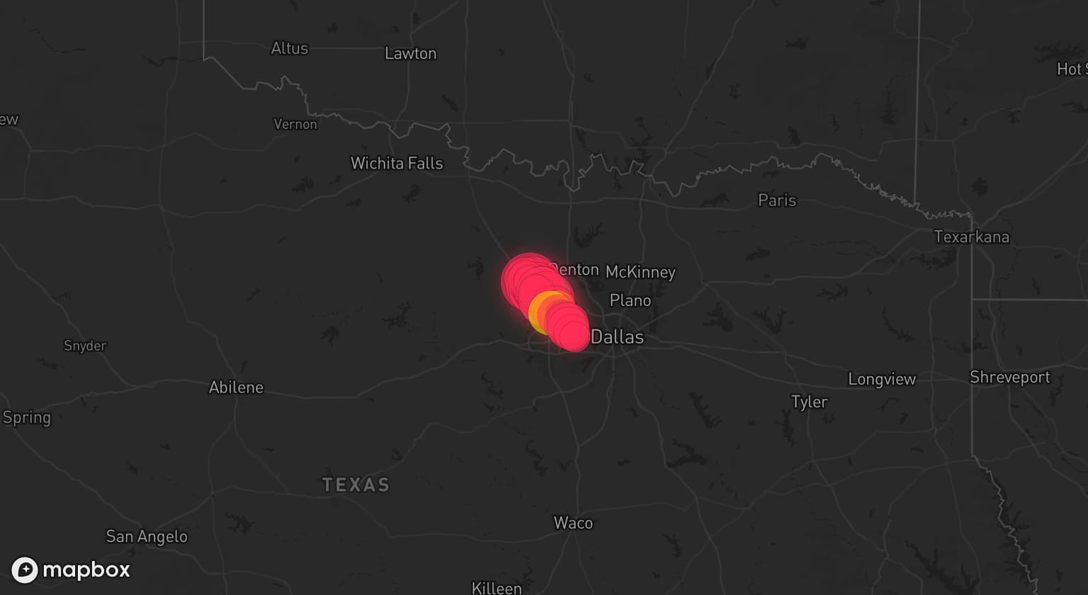 Storm map for 2 areas across Texas