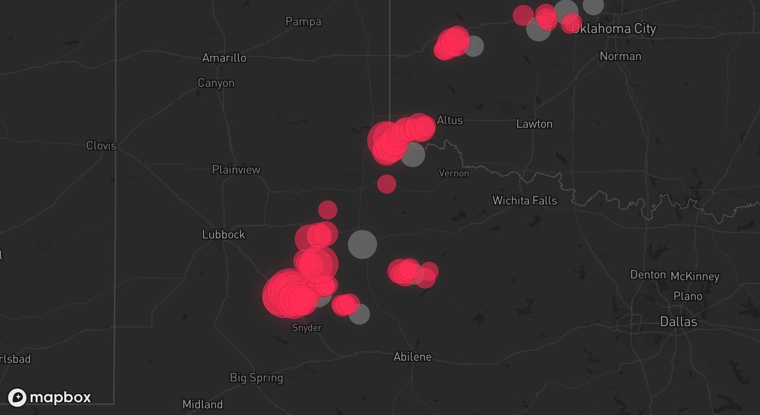 Storm map for 9 areas across Texas and Oklahoma