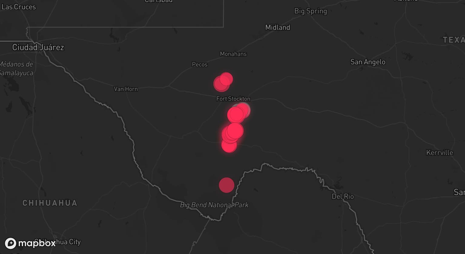 Storm map for the Pecos County, TX area