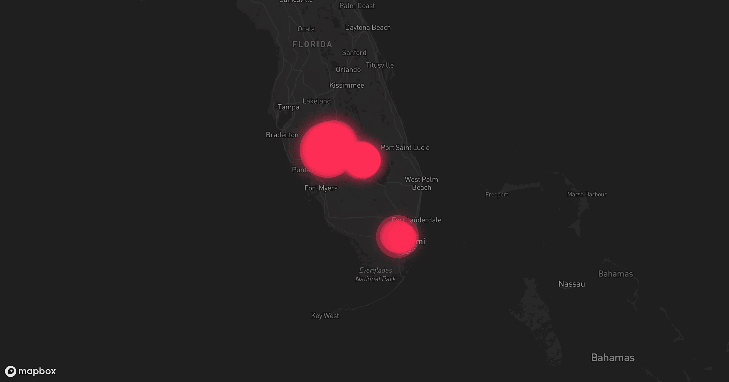 Storm map for 4 areas across Florida