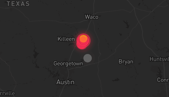 Storm map for 2 areas across Texas