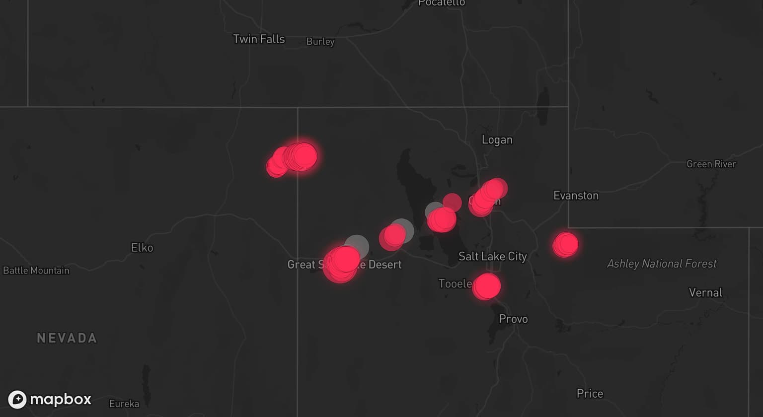 Storm map for 3 areas across Utah
