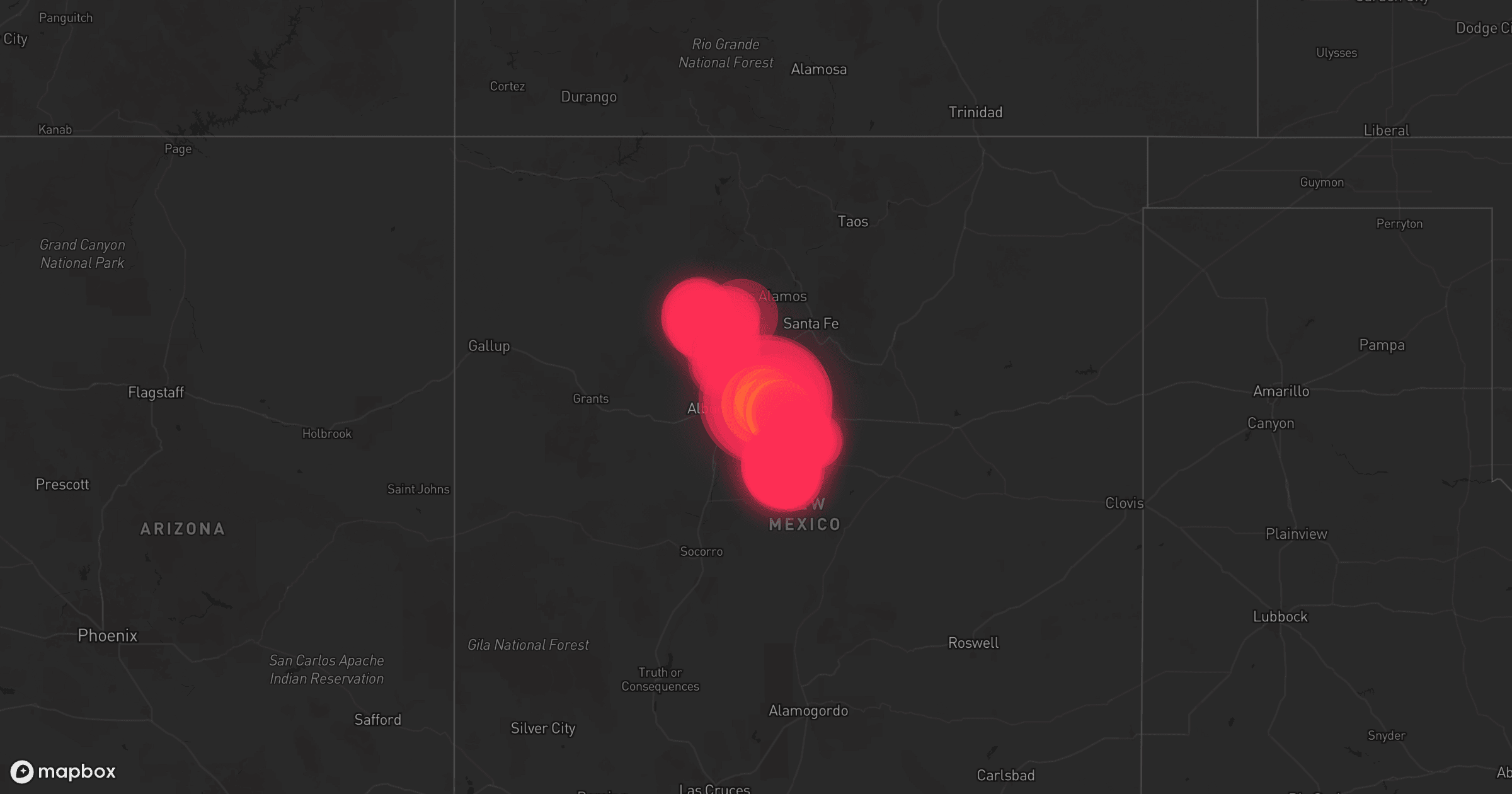 Storm map for 4 areas across New Mexico