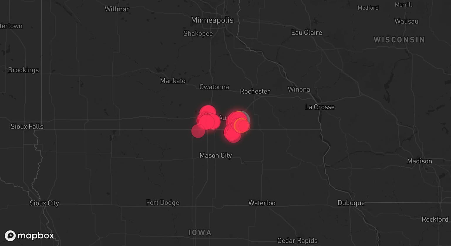 Storm map for the Mower County, MN area