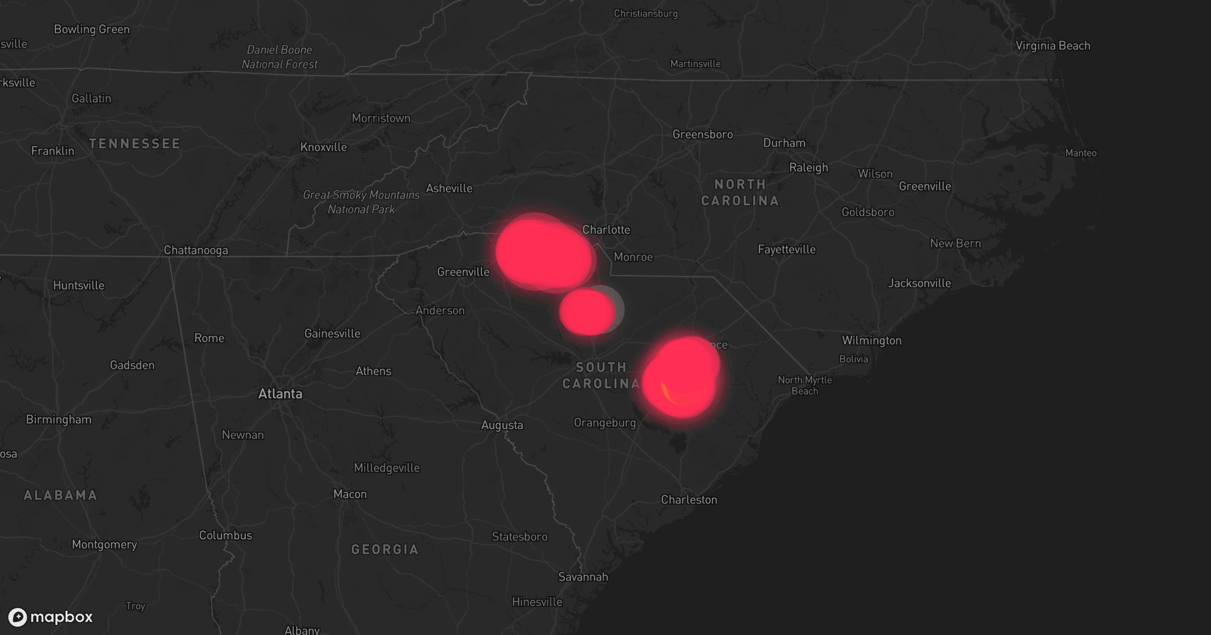 Storm map for 7 areas across South Carolina