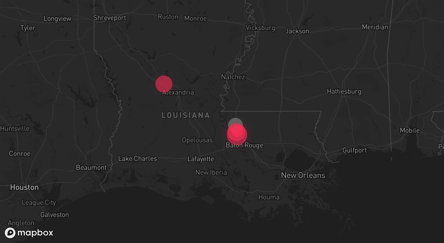 Storm map for the West Feliciana County, LA area