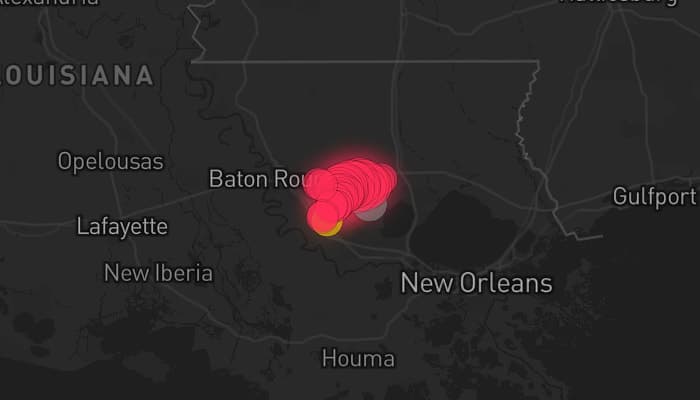 Storm map for the Baton Rouge, LA area