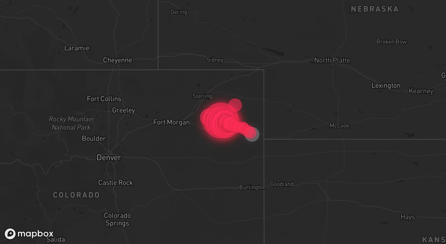 Storm map for 3 areas across Colorado