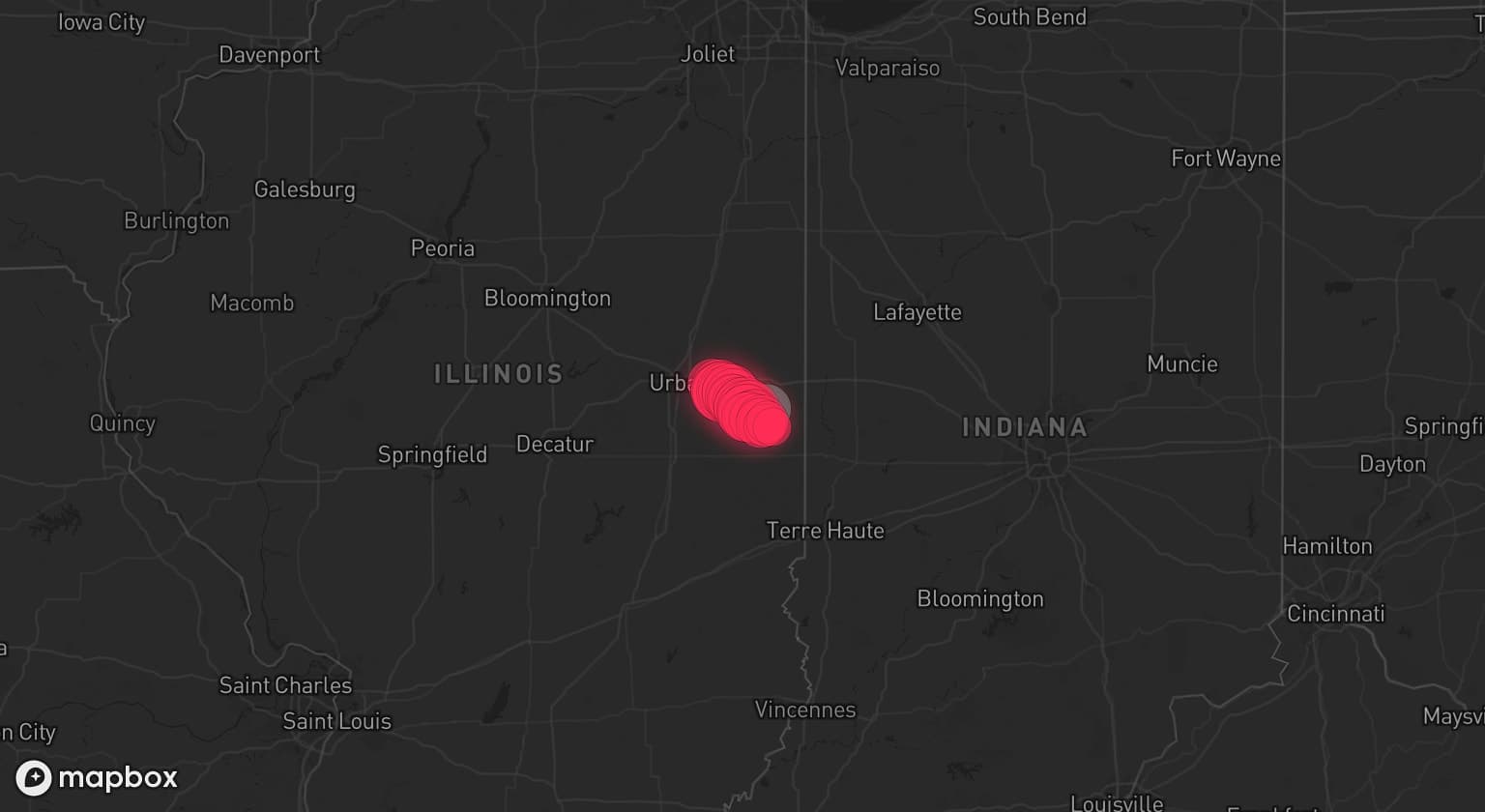 Storm map for the Vermilion County, IL area
