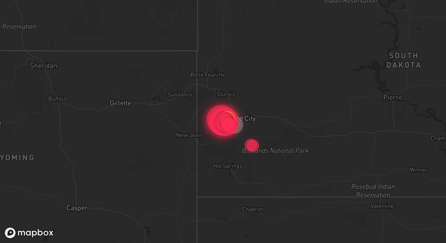 Storm map for the Pennington County, SD area