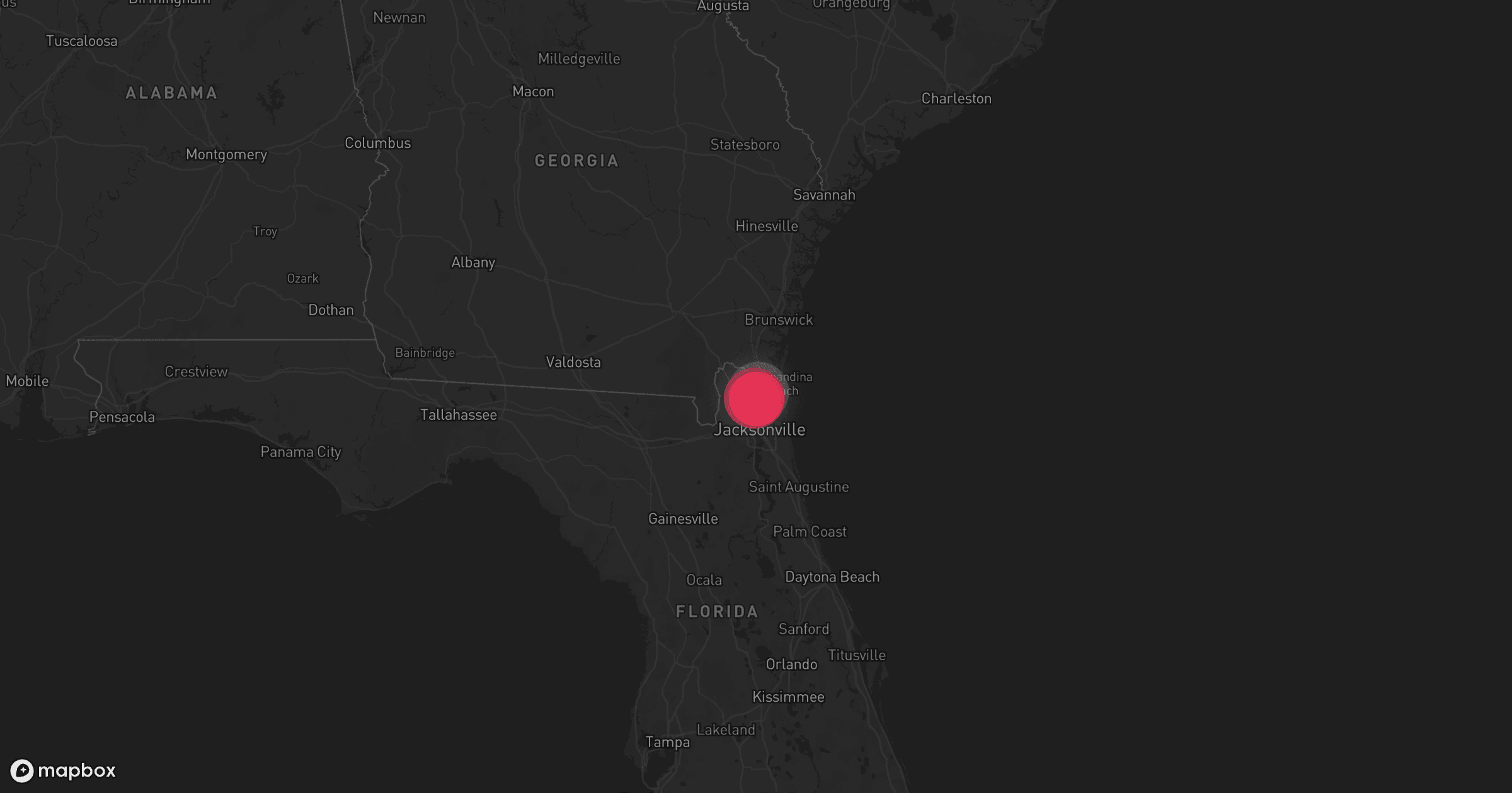 Storm map for the Jacksonville, FL area