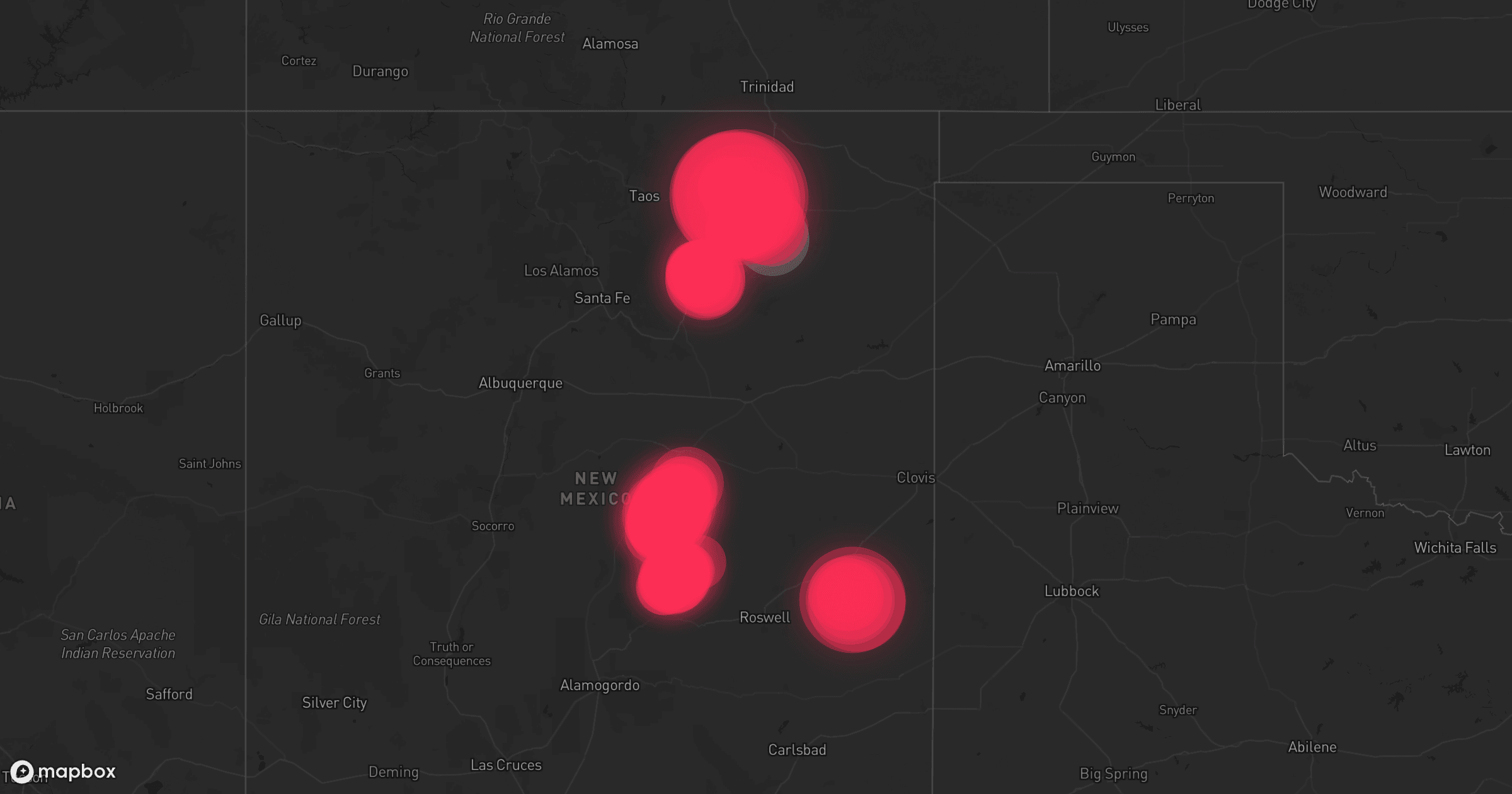 Storm map for 24 areas across Texas and New Mexico