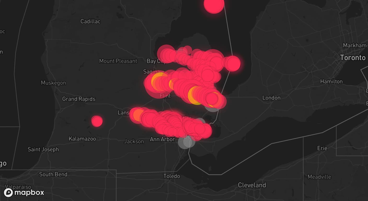 Storm map for 11 areas across Michigan