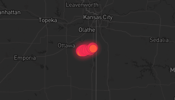 Storm map for the Miami County, KS area