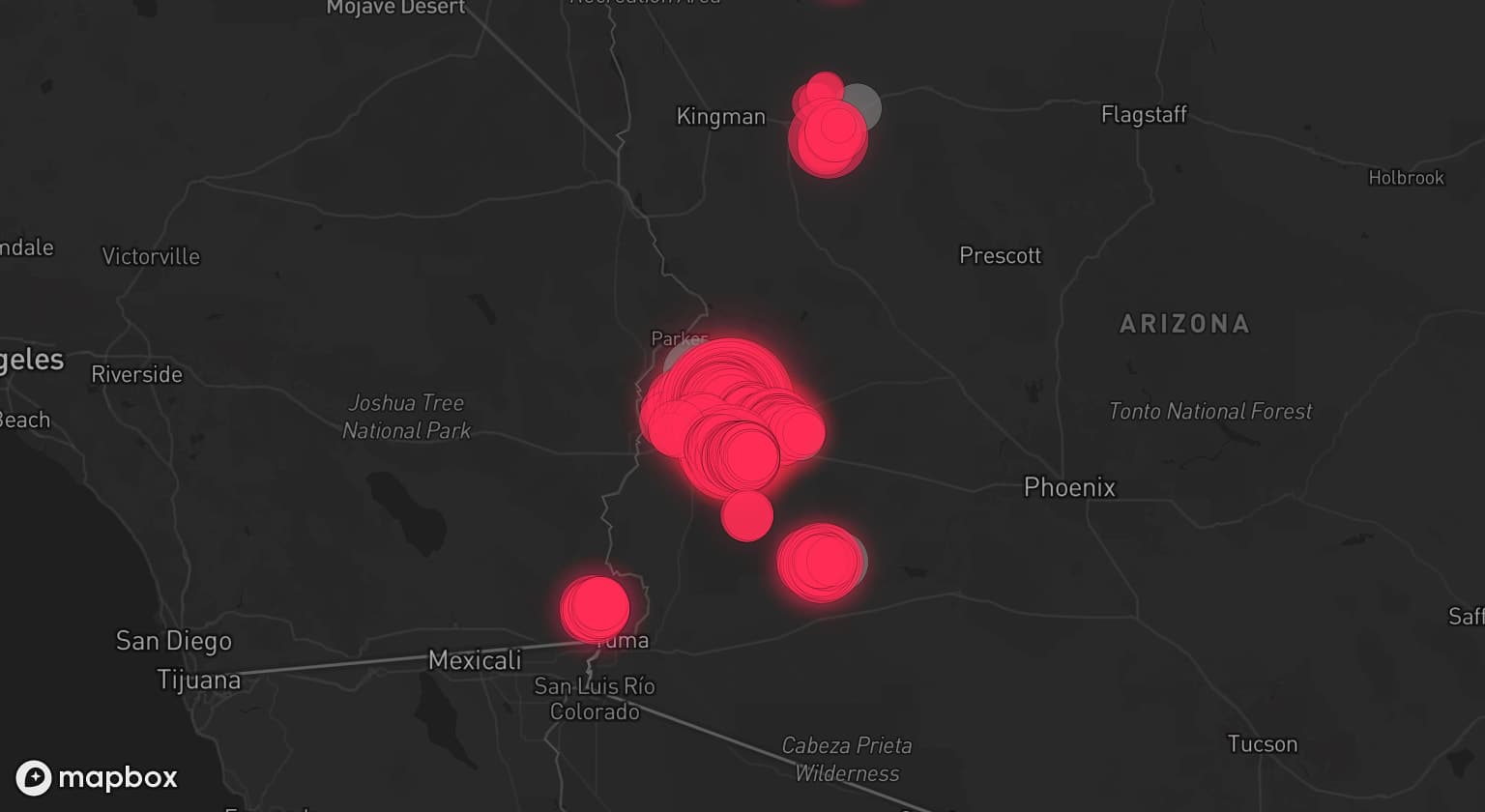 Storm map for 6 areas across Arizona
