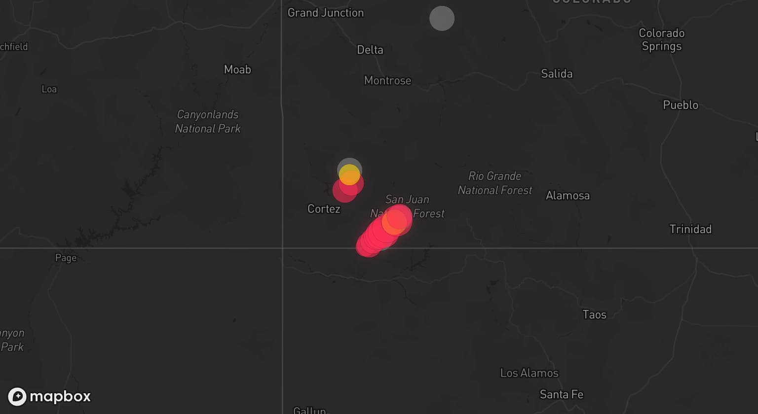 Storm map for 3 areas across Colorado
