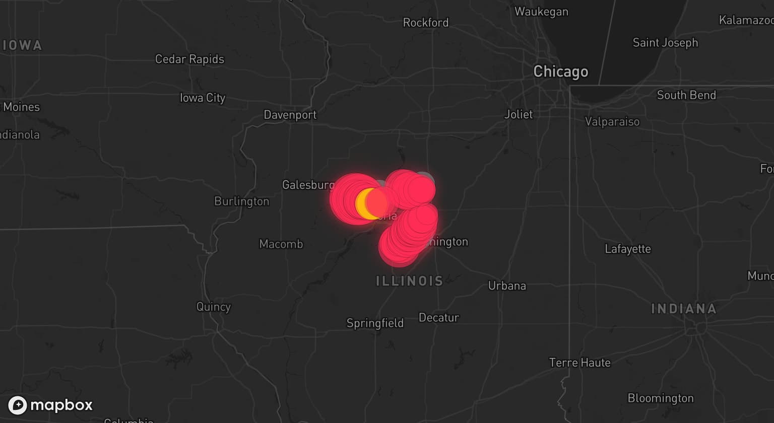 Storm map for 3 areas across Illinois